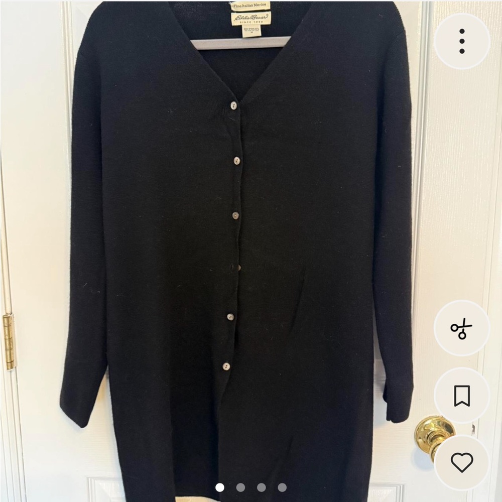 Eddie Bauer Black Merino Wool Button-Front Dress
